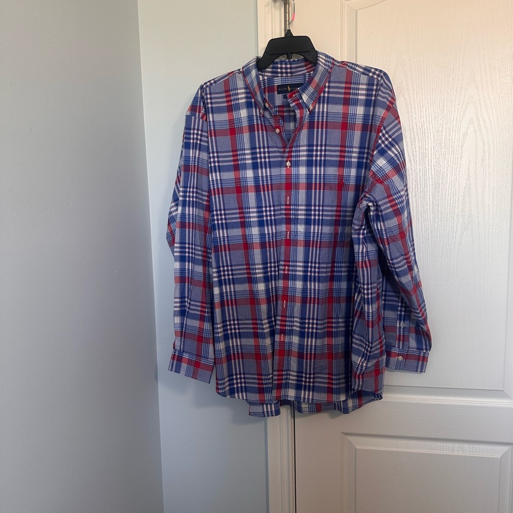 Ralph Lauren Casual Blue and Red Plaid Shirt